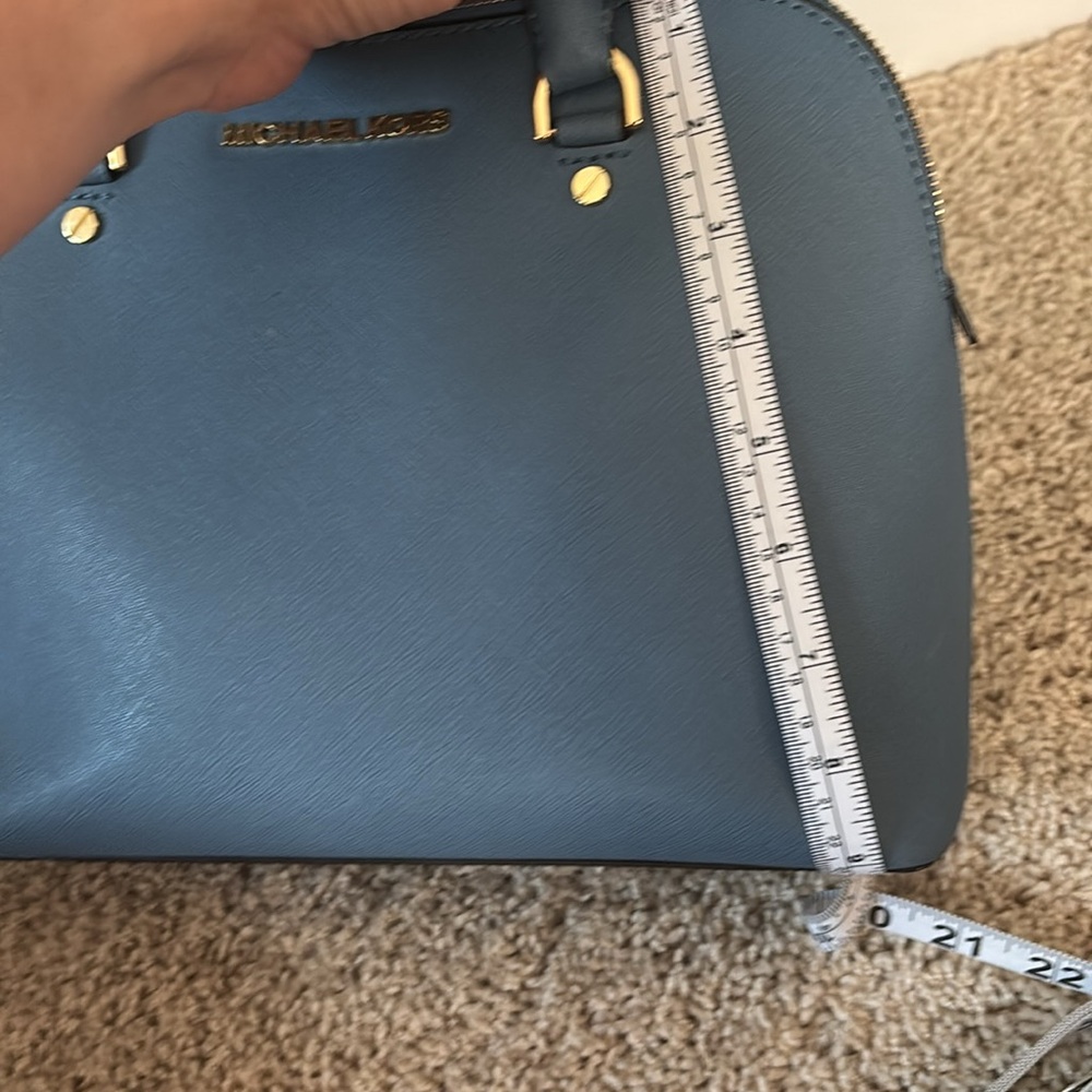 Michael Kors Blue Satchel with Gold Accents and Saffiano Texture - Picture 5 of 5